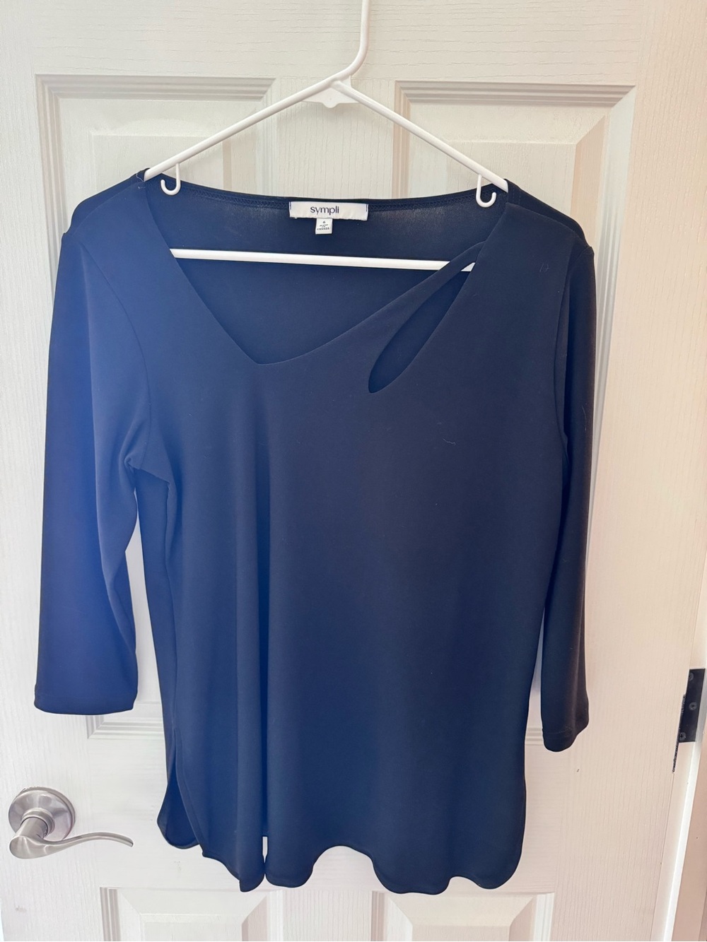 Sympli Black Asymmetric Shoulder Detail Top